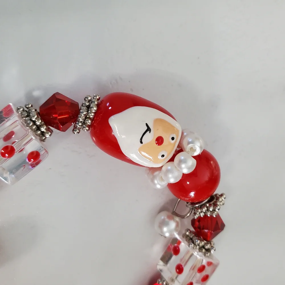 Santa Lampwork Stretch Bracelet